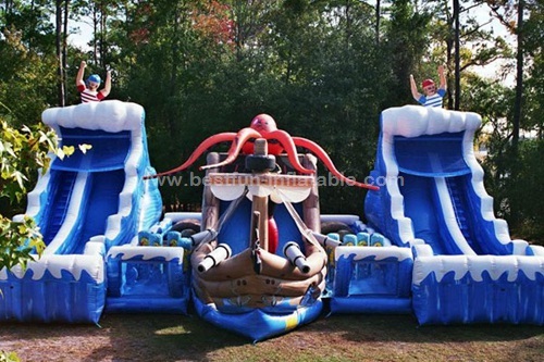 Pirate cove wet and dry wave water slide with octopus