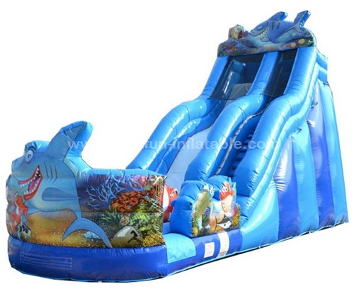 Shark water slide sea inflatable wet dry slide