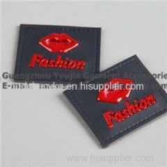 Fashion Leather Label With Red Lip Metal