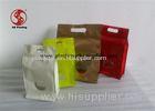 Colors Stand Up Coffee Bean Packaging Bags With Handle Multi Window Designs