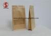 Coffee / Tea / Food Packaging Kraft Stand Up Pouches With Window Zipper Sealing
