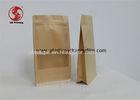 Coffee / Tea / Food Packaging Kraft Stand Up Pouches With Window Zipper Sealing