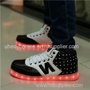 Fashion Unisex LED Shoes For Men And Women High Upper LED Sneaker Shoes USB Charging Light Up Shoes