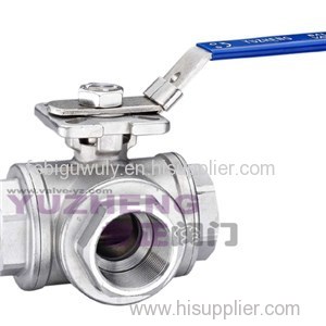 3 Way Stainless Steel Ball Valve ISO 5211 Pad With Lever Handle