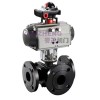 WCB 3Way Flanged Ball Valve With Pneumatic Actuator