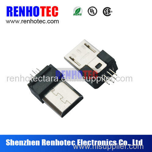 black plastic body usb smd connector with micro B male type interface