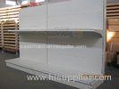 White Slatwall Back Retail Gondola Shelving For Chain Shops / Convenience Store