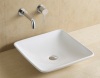 Bathroom ceramic white color square art basin