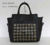 Black PU handbag Zipper fashion handbag Eyelet in front Business handbag