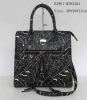 Fashion zipper handbag Black PU shoulder bag Beautiful lines