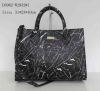 Fashion zipper handbag Black PU tote bag Beautiful lines