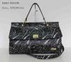 Fashion lock handbag Black PU bag Beautiful lines and outlooking