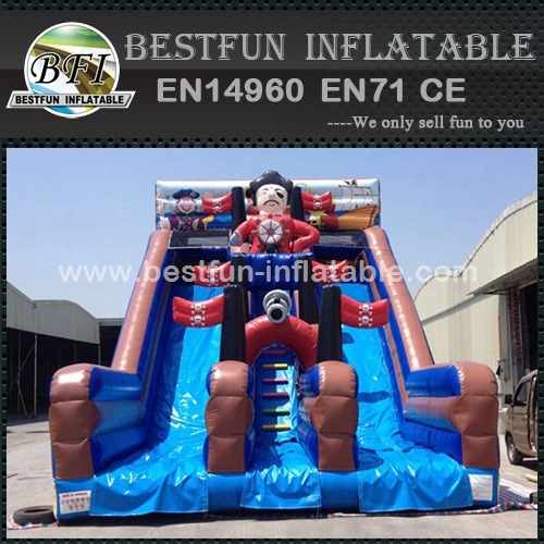 Commercial use big two lanes inflatable pirate slide