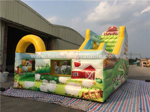 Tropical forests jungle inflatable bouncer slide for sale