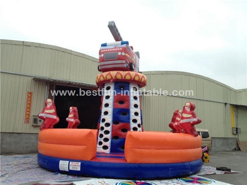 Fire truck inflatable sports game kids outdoor climbing wall
