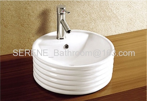 Hot Sell Ceramic Round White Counter Top Art Basin