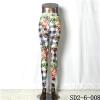 SD2-6-008 Knit Elastic Lattice And Flower Match Print Slim Leggings