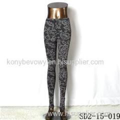 SD2-15-019 New Style Popular Knit Black&white Flower Slim Leggings