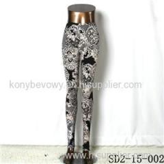 SD2-15-002 New Style Popular Knit Black And White Sun-flower Slim Leggings
