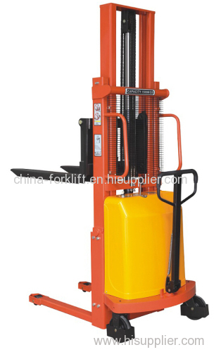 double mast semi electric stacker 1000kgs 15000 kgs capacity 3.5m lifting height.