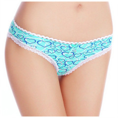 Heart-shaped printing sexy ligerie cotton ladies brief mature women panty