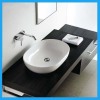 Hot sell modern design popular ceramic white color oval counter top wash basin