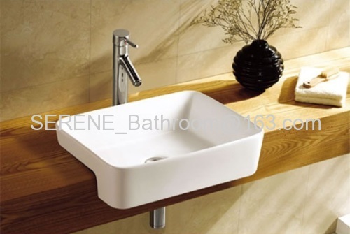 Sanitary ware Bathroom Ceramic White Color Semi Recessed Art Wash Basin