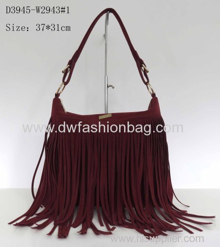 Fashion zipper handbag/PU tassel shoulder bag/Lady bag