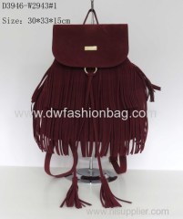 Fashion magnetic clasp bag/PU backpack/Tassel backpack/lady handbag
