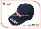 6 Panels College Baseball Hats 58cm Black Embroidered Baseball Caps