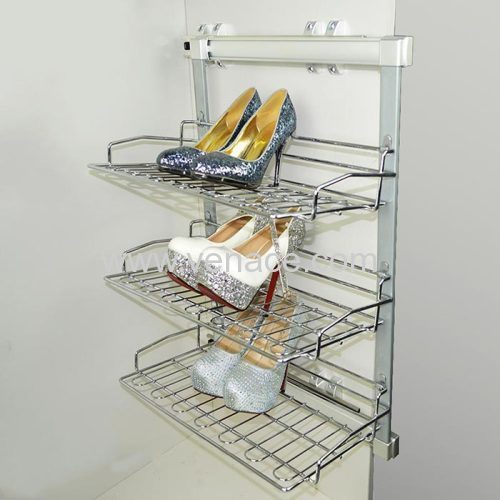 Slide Mounted Three Tier Pull Out Shoes Rack