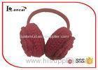 Outside Red Knitted Winter Ear Warmers Pearl Plastic Band For Girl