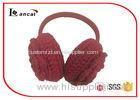 Outside Red Knitted Winter Ear Warmers Pearl Plastic Band For Girl