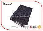 100% Acrylic Purple Leopard Woven Black Shawl 70cm x 180cm For Men