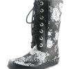 Rubber Rain Boots Women With Lace-up Shoe Ties