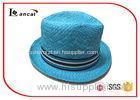 Boys Blue Wide Brimmed Straw Hat