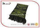 100% Acrylic Green Knitted Scarf Adults Flower Pattern Jacquard Scarf