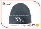 2D Machine Embroidery Letter Men Knit Cap Grey Billed Knit Hat