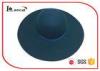 Peacock Blue Round Felt Hat Ribbed Band Trim Fur Felt Fedora Hats