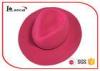 Rose Red Wool Felt Top Hat Black Thin Ribbed Band Felt Fedora Hats For Women