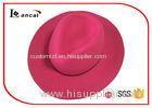Rose Red Wool Felt Top Hat Black Thin Ribbed Band Felt Fedora Hats For Women