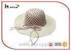 Girls Wide Brim Floppy Straw Hat With Rose Red Cotton Lining And Paper String