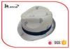Bicycle Printing White Cotton Trilby Hat Women With Seamless Splicing Ridded Band