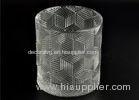 Contemporary Glass Candle Holder Transparent With Embossed Pattern