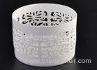 Round Pure White Ceramic Candle Holders Heat Resisting ASTM Approve