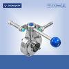 Manual butterfly valve sanitary level operated by pull rod with position sensor