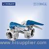 SS 304 / 316 sanitary level three-way butterfly valve with plastic multi-position handle