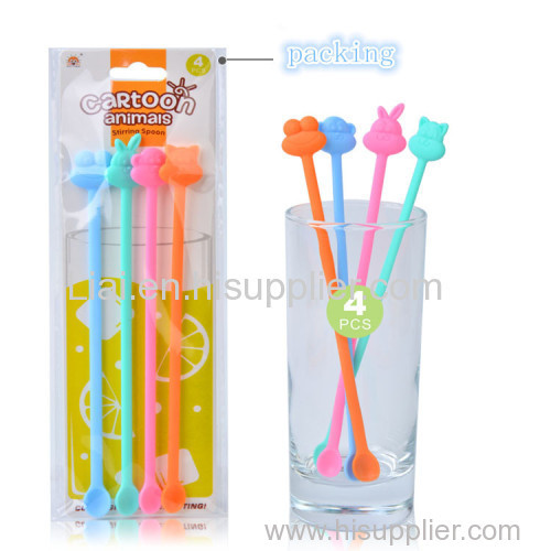 Animal Coffee Stirring Mixing Spoons Plastic Cocktail Drink Mixer Stirrers Martini Smoothie DIY Kitchen Tools Muddler