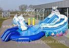 0.9mm PVC Tarpaulin Blue Inflatable Water Parks For Kids With Swimming Pool