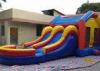 Rainbow Combo Inflatable Bounce House Water Slide With Double Lane And Pool